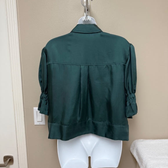 NEW! Cinq a Sept Holly Puff-Sleeve Utility Jacket Eucalyptus Green Small $395 - Picture 8 of 12